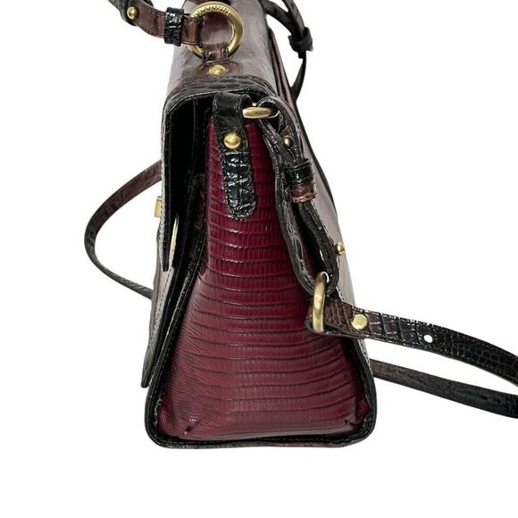 Brahmin Melbourne Leather Red/Black Oxford Flap Satchel - Picture 8 of 15